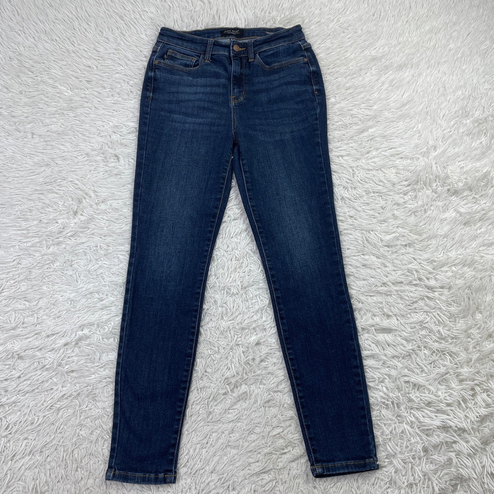 Judy Blue Pants Womens 5/27 Blue High Waist Handsand Skinny Dark Denim Jeans